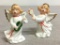Pair of Porcelain Singing Angel Figurines