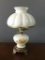 Milk Glass Electric Lamp with Flower Accents