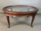 Wood Mahogany Finish Coffee Table with Glass Insert