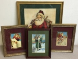 Group of Four Framed Christmas Prints