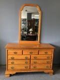 Oak Finish Dresser with Mirror