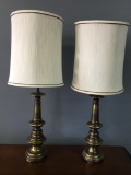 Pair Heavy Brass Lamps