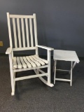 Painted White, Wood Rocking Chair and Folding Table