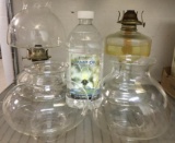 Lot of Oil Lamps, Chimney and Oil