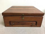 Wood Box with Drawer and Hinged Top