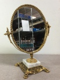 Vintage Brass and Marble Vanity Mirror