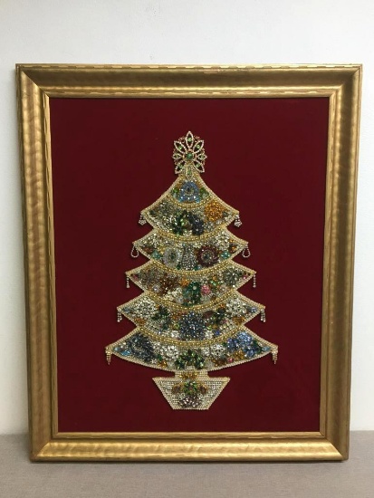 Hand Made Lighted Christmas Tree Made Out of Costume Jewelry