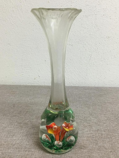 Vintage Glass Bud Vase Flower Paperweight