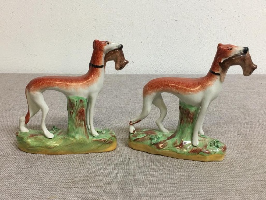 Pair of Antique English Staffordshire Porcelain Figurines