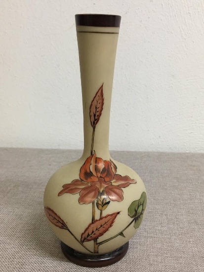 Vintage Hand Painted Satin Glass Vase