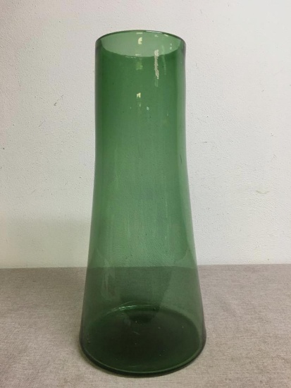 Artisan Hand Blown Green Glass Vase