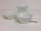 Group of Four Anchor Hocking Fire King Milk Glass Handled Soup Bowl w/Lids