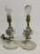 Pair of Hand Painted Milk Glass Lamps