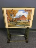 Vintage Metal Coca Cola TV Trays and Stand