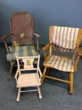 Group of Three Vintage Child's and Doll Rocking Chairs
