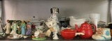 Shelf Lot of Misc Porcelain Figurines , Plates, Nativity Set and More