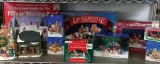 Shelf Lot of Misc Boxed Christmas Village Items