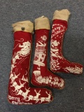 Group of Three Vintage Christmas Stockings