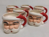Group of Six Vintage Hand Painted Nikoniko Santa Claus Mugs Made in Japan