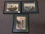 Group of Three Framed Watercolor Prints