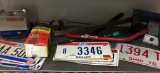 Shelf Lot of Misc Ohio License Plates, Ultra Sonic Cleaner, Propane Torch Kit and More