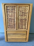 Vintage Basket Weave Detail Armoire w/Two Drawers