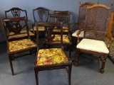 Lot of Eight Mismatched Damaged Dining Chairs