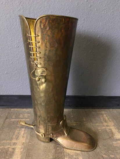 Gold Metal Boot Umbrella Stand