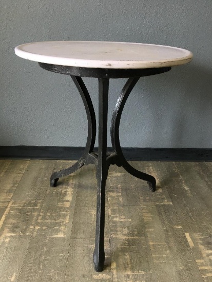 Vintage Glass Top Table w/Wrought Iron Base