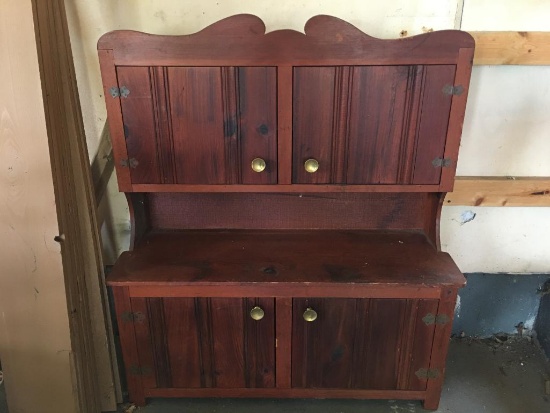 Hand Made Child's China Hutch w/Dishes