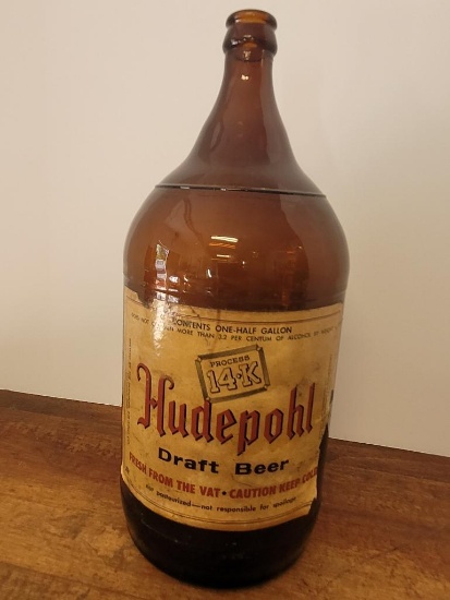 Hudepohl Half Gallon Glass Beer Bottle