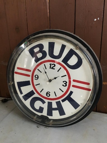 Bud Light Neon Light and Clock