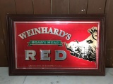Weinhard's Red Framed Mirror