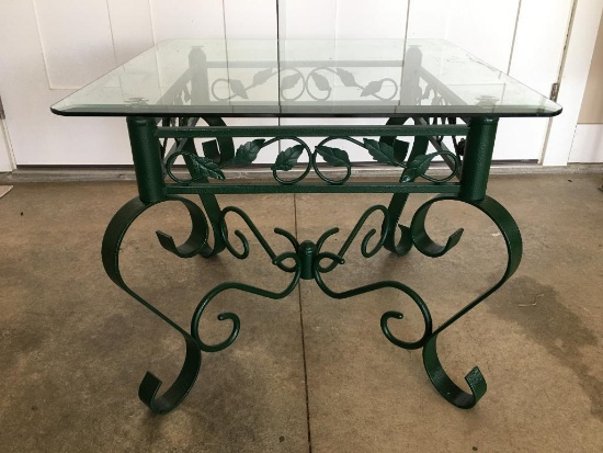 Metal and Glass Outdoor Table