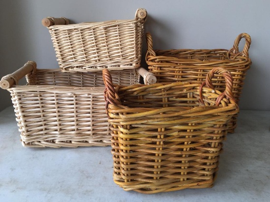 Lot of 4 Wicker Baskets