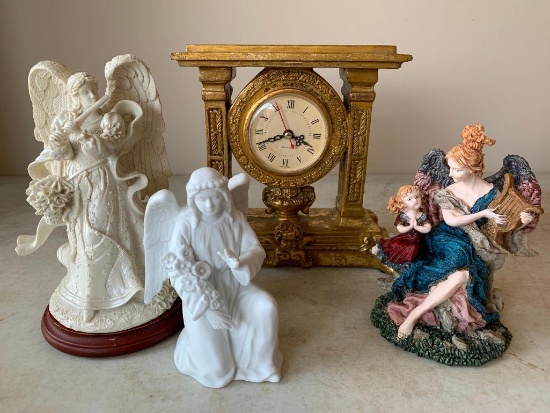 Treasure Lot of Angels and Clock