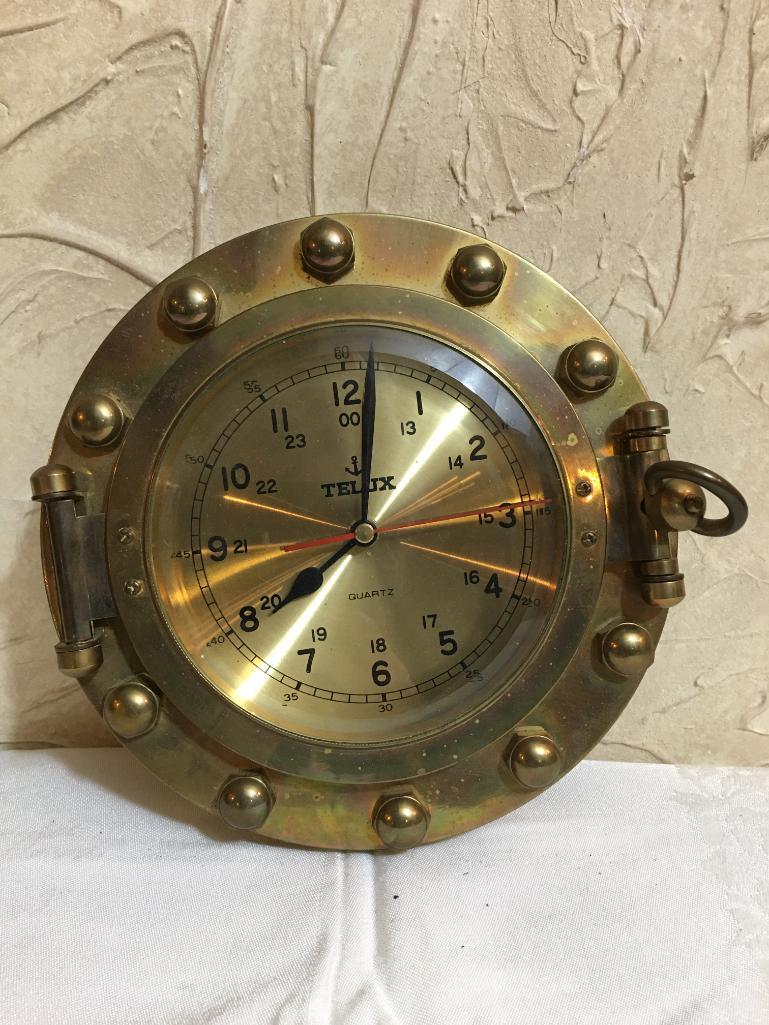 Brass Porthole Clock by Telux