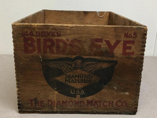 Bird's Eye Diamond Matches Wooden Crate