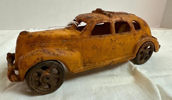 Vintage Cast Metal Taxi Toy Car