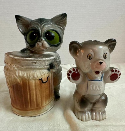 One Kitty and One Bear Ceramic Banks