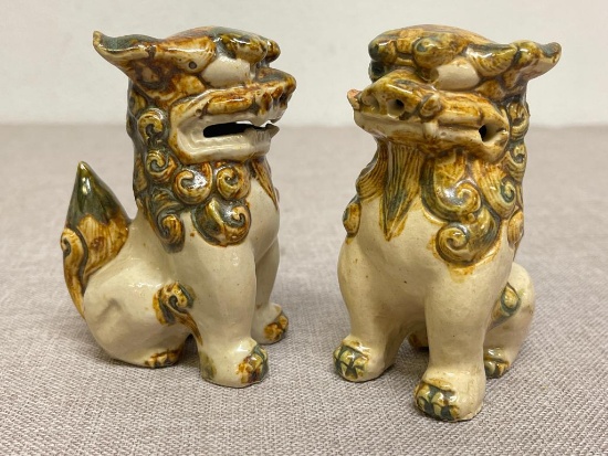 Pair of Ceramic Majolica Style Figures