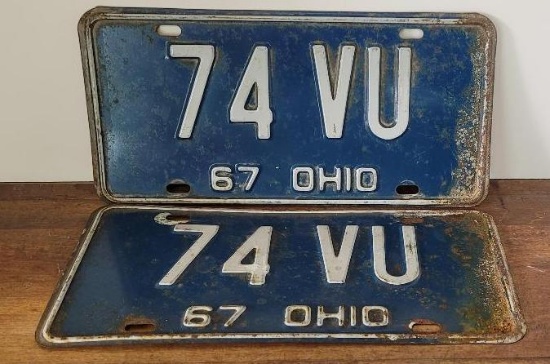 Matching Set of 1967 Ohio License Plates