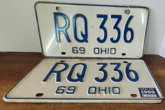 Matching Set of 1969 Ohio License Plates