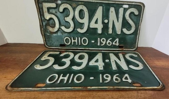 Matching Set of 1964 Ohio License Plates