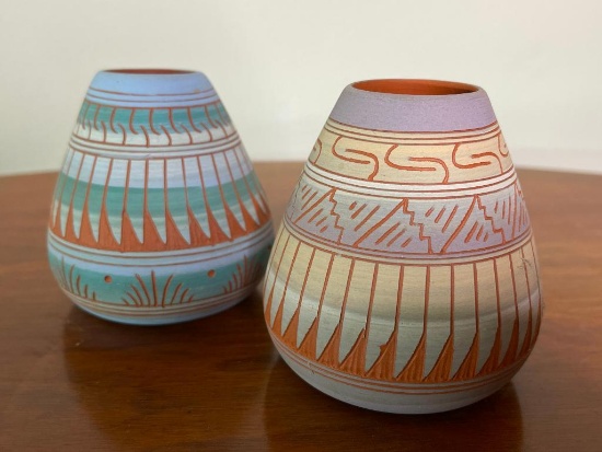 Pair of Navajo Pottery Vases Signed by Becenti