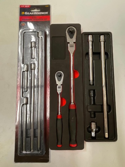 Three Piece Gearwrench 5 Piece Extension Set and Socket Sets