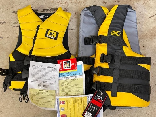 Two Life Jackets One Child's 50-90 Lbs and OBX Adult Small New w/Tags