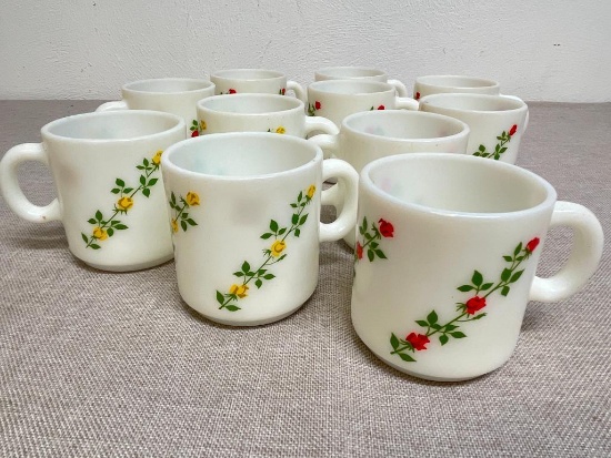 Set of 11 Rose Coffee Mugs