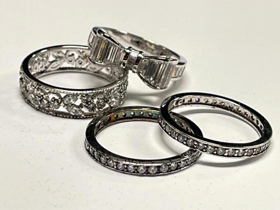 Set of Three CZ Sterling Silver Rings
