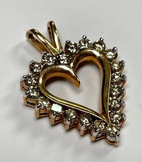 10K Gold Diamond Heart Pendant